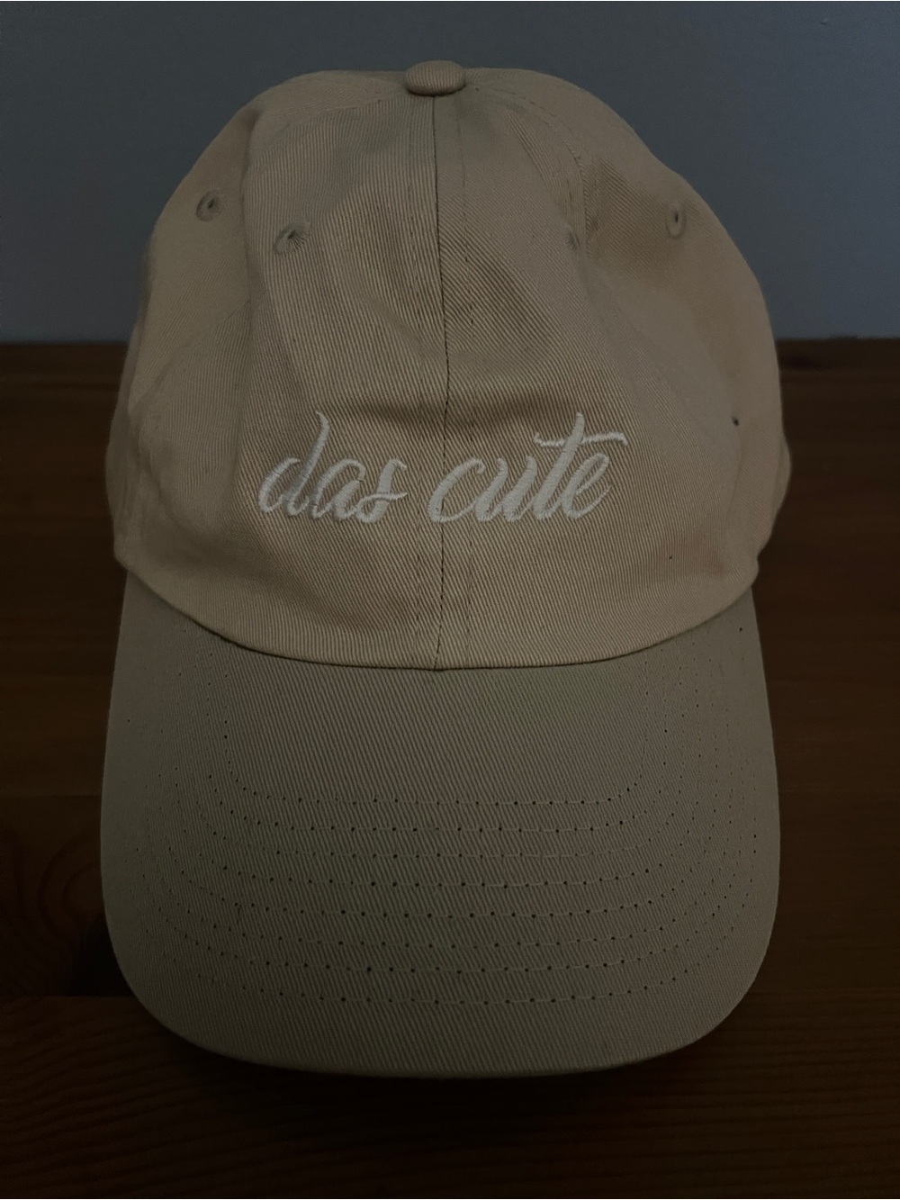 Women’s  Beige 'das cute' Embroidered Baseball Cap- New